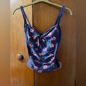Navy Floral Polka Dot Tank Top